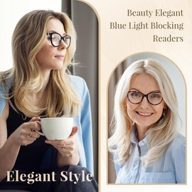 EASY READ Reading Glasses for Women,Cat Eye Comouter Blue Light Blocking Readers(Magnification 2.00,Black)