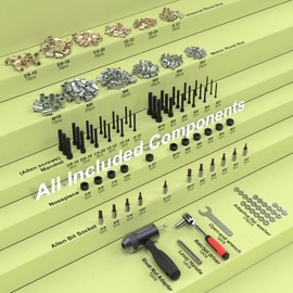 WelderElite Rivet Nut Drill Adapter Kit - Dual Drive Modes: Drill/Ratchet, with 270pcs Nuts & 36pcs Mandrels (Gray)