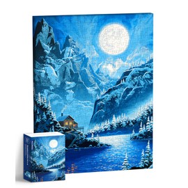 PieceRelax Puzzle Canvas Wall Art 366 Plastic Pieces for Adults - Jon Rattenbury - Winter Retreat - Unique Gift & Home Décor with Jigsaw Puzzle Artwork for Living Room Bedroom [HN1473]