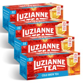 Luzianne Unsweetened Cold Brew Black Iced Tea Bags, Family Size, 22ct Box (Pack of 4)