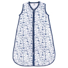 Yoga Sprout Unisex Baby Sleeveless Muslin Cotton Sleeping Bag, Sack, Blanket, Blue Anchor, 12-18 Months