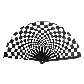 Rodudu Purple Laser Rave Fan, UV EDM Hand Fan, Bamboo Handheld Folding Fan for Rave Festival Wedding Party