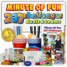 Funwares Original 237 Minute of Fun Games - Minute to Win It Family Party & Travel for Kids & Adults, 2-12 Players! Ready to Play Right Out of The Box!