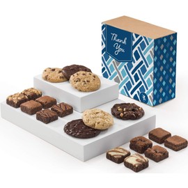 Fairytale Brownies Thank You Cookie & Magic Morsel Combo Individually Wrapped Gourmet Chocolate Food Gift Basket - 1.5 Inch x 1.5 Inch Bite-Size Brownies and 3.25 Inch Cookies - 18 Pieces - Item CY343