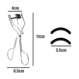 KOMUNJ Eyelash Curler, Eyelash Curler, Premium Stainless Steel Eyelash Curler, Fits with 2 Extra Replacement Rubber Pads (Silver)