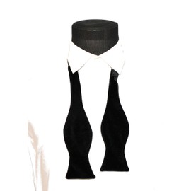 FERUCCI Mens Oversized Self tied Black Velvet Bow Tie -Tuxedo Bowtie, Mens big bow tie (one size)