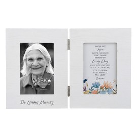 Ganz Tabletop Memorial Keepsake Double Hinged Picture Frame Holds 4 x 6 Inch Photo MDF In Loving Memory