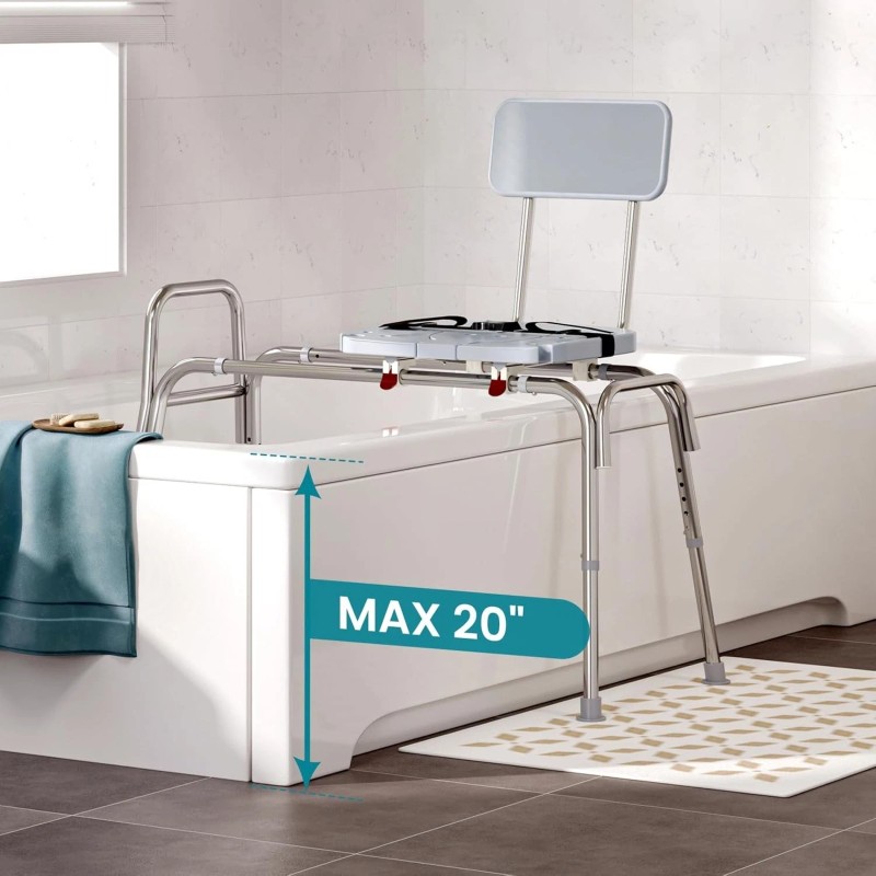 WAYES 400lb Sliding Tub Transfer Bench Shower Chair Shower Bench