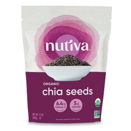 Nutiva Organic Premium Raw Black Chia Seeds, 12 Oz, USDA Organic, Non-GMO, Whole 30 Approved, Vegan, Gluten-Free & Keto, Nutrient-Dense Seeds with 3g Protein & 5g Fiber for Salads, Yogurt & Smoothies