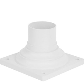 KastLite White Pier Mount Base | Cast Aluminum Post Light Mount Base Adapter with 2.77" OD | Round-to-Square Design, Anti-Rust Matte Finish | Mounting Hardware Included