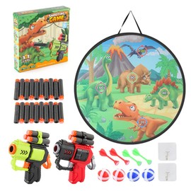 Dart Board for Kids 3 in 1 Cartoon Dinosaur Safe Dartboard Shooting Toy Indoor Outdoor Party Sports Games for Boys Girls