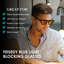 FEISEDY Fashion Blue Light Blocking Glasses for Men Women Computer Gaming Glasses Anti Eyestrain Sleeping Glasses B1225