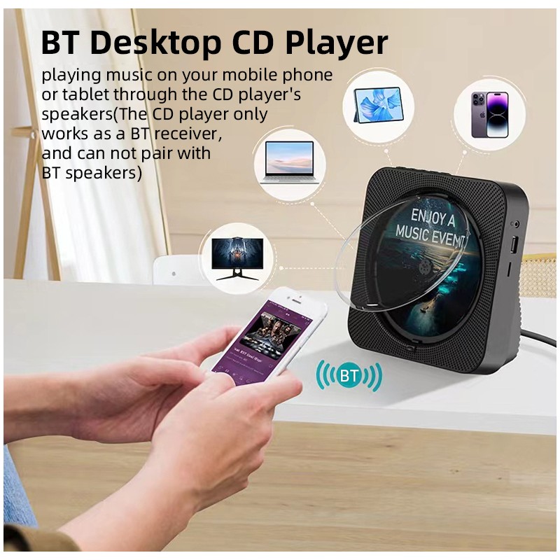 BT5.1 CD Player Portable Music Player FM Radio Desktop CD