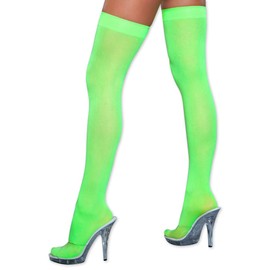 Women's Colored Opaque Thigh High Stockings (Neon Green) One Size