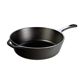 Lodge 5 Quart Pre-Seasoned Cast Iron Deep Skillet - Signature Teardrop Handle & Assist Handle - Use in the Oven, on the Stove or Grill, or Over a Campfire - Black