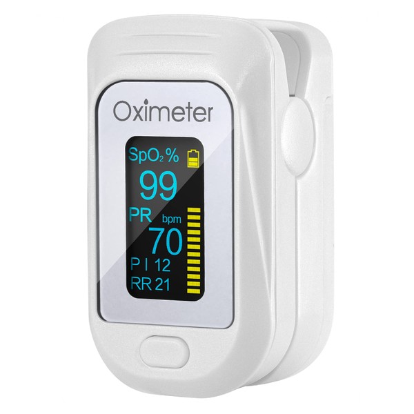 Tomorotec M130 Fingertip Pulse Oximeter Accurate Blood Oxygen Saturation Level (SpO2), Perfusion Index (PI), Pulse Rate (PR), Respiratory Rate (RR) Monitor Battery Lanyard [Sports & Aviation Use Only]