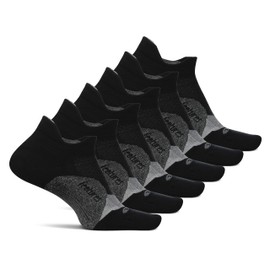 Feetures Elite Light Cushion No Show Tab - Running Socks for Men & Women - Athletic Compression Socks - Moisture Wicking - Small, New Black-6Pack