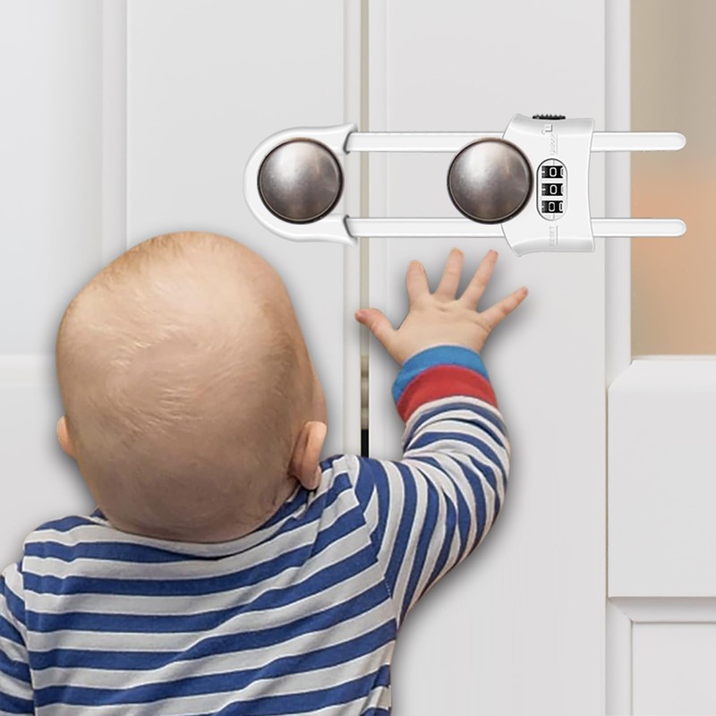 Reusable Cabinet Locks, Child Lock Sliding Cabinet Lock, U-Shape Adjustable