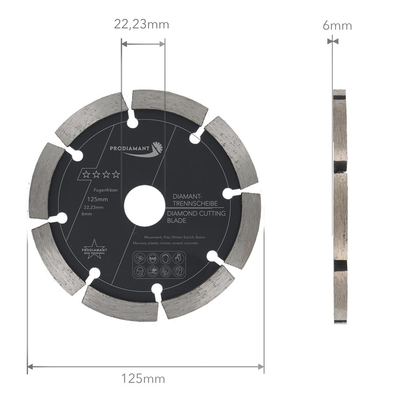 PRODIAMANT Joint Cutter Diameter 125 mm Width 6 mm Milling