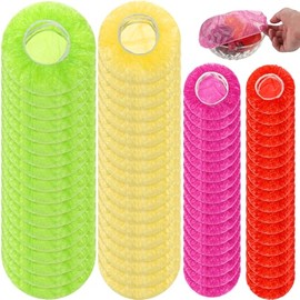 100 Piezas Fundas Elásticas para Alimentos Cubiertas de Almacenamiento de Alimentos Reutilizables de Colores Envoltura de Plástico Translúcido para Cu