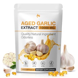 MOSRAY Aged Garlic Extract Capsules - 10,000mg High Potency Odorless Garlic Supplements for Heart & Immune Support, Antioxidant - 2 Years Matured Garlic Capsules Non-GMO, Gluten-Free, 300 Softgels