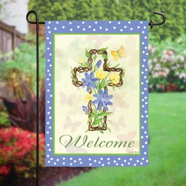 Evergreen Flag Easter Welcome Garden Flags 12x18 double sided | Small Garden Flags For Outside | Happy Easter Garden Flag Home Décor for Yards Gardens Porch