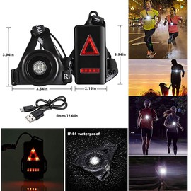 YUNYODA Running Light with Rear Warning Light, USB Sports Running Lamp Jogging with Adjustable Beam Angle, Three Brightness Modes Running Light Jogging for Jogging Camping Hiking Running