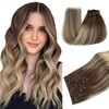 Belaved Clip in Hair Extensions, 18inch 70g Ombre Ash Brown