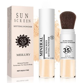 Mineral Sunscreen Setting Powder, SPF 35 Translucent Loose Powder for Face & Scalp, Mineral Brush Powder, Oil Control Natural Matte Finish, Lasting Lightweight Breathable (#05 Medium)