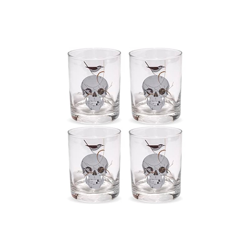 Charley Harper Wrented Double Old-Fashioned DOF Set of 4 Glasses