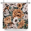 Elegant Floral Shower Curtain Mid Century Boho Patterned Bath Curtain