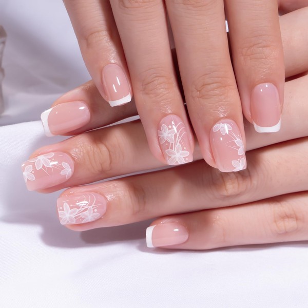 Curvlife 30pcs Press on Nails, Acrylic Fake Nail with Apricot