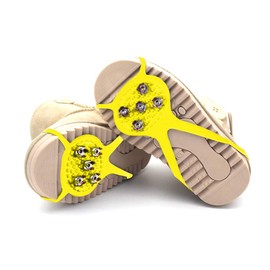 Ice & Snow Grips，1 Pair (Kids' Size) Crampons,Traction Cleats,Spike for Winter Walking Safety,Shoe Grips on Ice、Snow for Children Girls and Boys (Yellow, Kids’ Size 5-7)