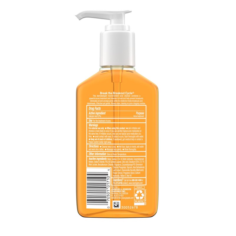 Neutrogena Oil-Free Acne Face Wash, Breakout Prone Skin Facial Cleanser