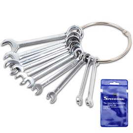 SPEEDWOX Mini Combination Wrench Set, Spanner Set, 10 Pieces, Made in Meters, 0.2 - 0.4 inches (4 - 11 mm), Single Eyed, Thin Spanner, Combination Wrench Set, Short Type, Lightweight, Anti-Loss, Ring