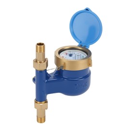 Watflow DN15 Vertical Water Meter with 1/2" NPT Couplings, Heavy Brass Cold Water Meter Measuring in Gallon, for Garden or Factory, Multi-Jet Vertical Install(No Lead-Free)