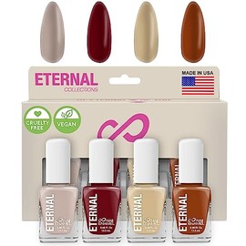 Eternal Colección  Juego de 5 piezas Larga duración, secado rápido, esmalte de uñas de brillo espejo  endurecedor, acabado brillante y brillante  0...