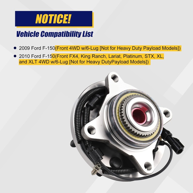 KUSATEC 515119 Front Wheel Bearing and Hub Assembly Compatible with