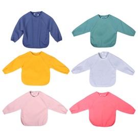 OATIPHO 6pcs Long Sleeve Bibs Feeding Smocks for Breathable Comfortable Soft Full Body Protection for Eating Painting