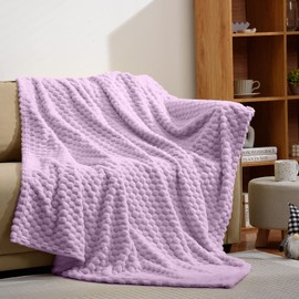 Excervent Flannel Fleece Throw Blanket (50x70 inches), Hexagon Jacquard Decorative Fuzzy Blankets for Household, Camping, and Travel, Super Soft Cozy, Suitable for All Seasons, Lilac