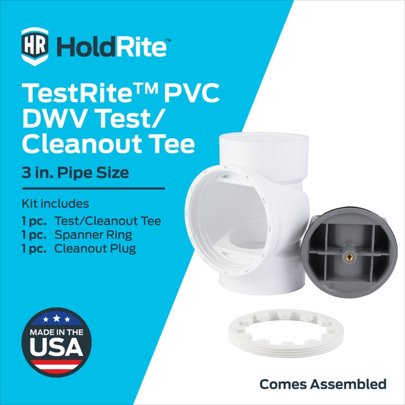 Holdrite TRPVC3A PVC DWV Test/Cleanout Tee with Plug