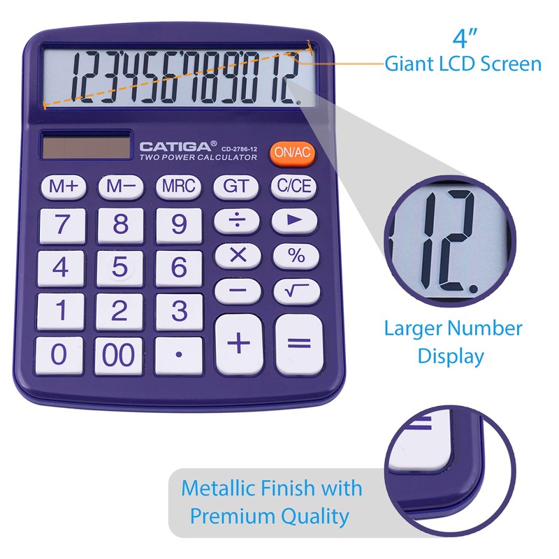 Desktop Calculator 12 Digit with Large LCD Display and Sensitive