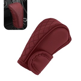 Bawkars Leather Car Gear Shift Cover, Anti-Slip Dust Gear Shift Knob Cover, Diamond Embroidery Design Car Decorative Accessories, Universal Automotive Shift Stick Protector for Most Cars (Red)