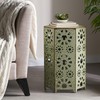FocusOnHome Outdoor 14" Iron Floral Side Table Patio Side Table,