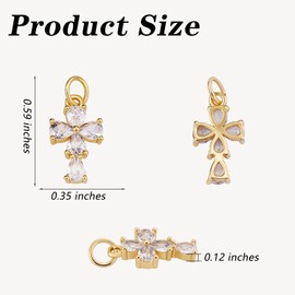 COGCHARGER 10pcs Cross Pendant with Cubic Zirconia Brass Cross Pendant Crucifix Pendant for Jewelry Necklace Bracelet Earrings Crafts Brass and Cubic Zirconia Zircon No, Brass and cubic zirconia,