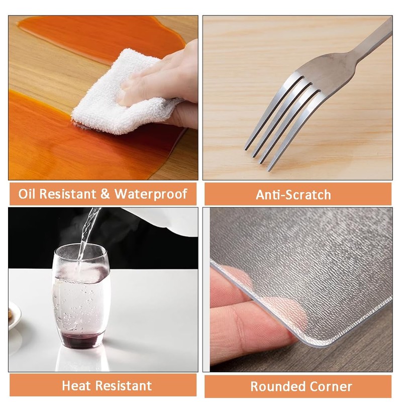 Heavy-Duty Clear Table Cover Protector, 1.5mm Thick, Waterproof Plastic Tablecloth,