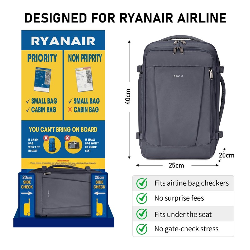 ECOHUB Ryanair Backpack 40 x 20 x 25 cm Hand