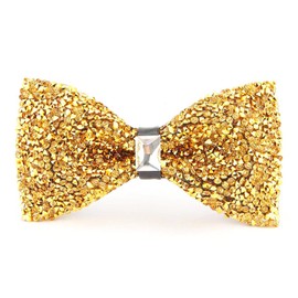 PINEPAN Mens Diamante Novelty Banquet Wedding Pre-Tied Bow Tie Gold, gold