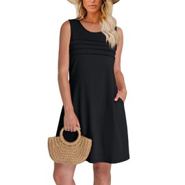 OFEEFAN Vestidos De Verano para Mujer 2025 Spring Break Essentials Dress Sundresses Women Beach Fashion Black L