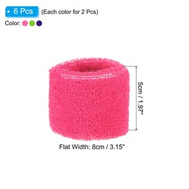 PATIKIL Sports Wristbands 8x5cm, 6 Pcs Wrist Sweatband Absorbent Cotton Terry Cloth Wrist Bands for Competitions Tennis Basketball Working Out Athletic Running, Rose Red Green Purple